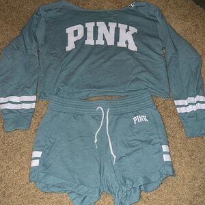 Pink off the shoulder short set